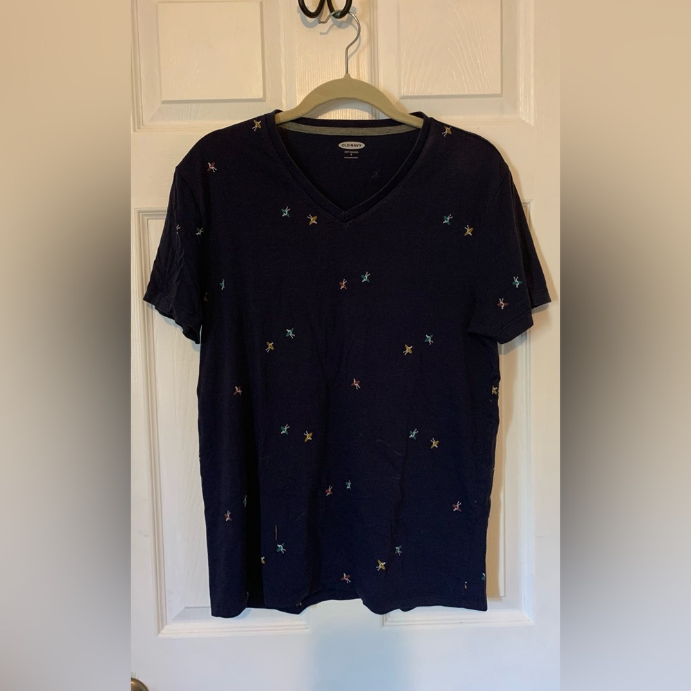 Old Navy Short Sleeve Tee - Navy with Multicolor Stars